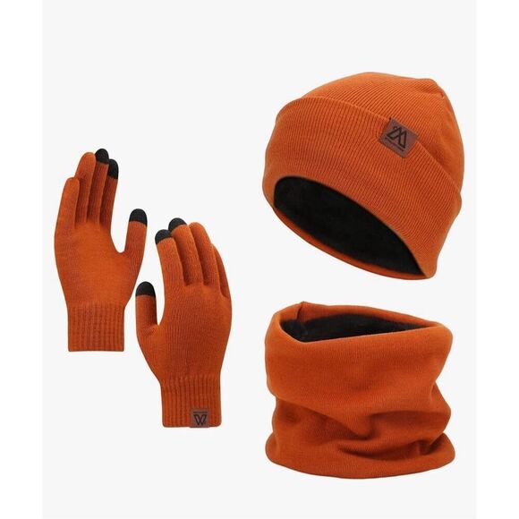 NEW 3 Pc Beanie Hat Scarf Gloves Set Unisex Neck Touchscreen Gloves - Picture 1 of 6